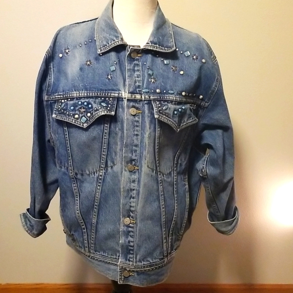 Vintage Country Western Studded / Beaded Jean Jacket